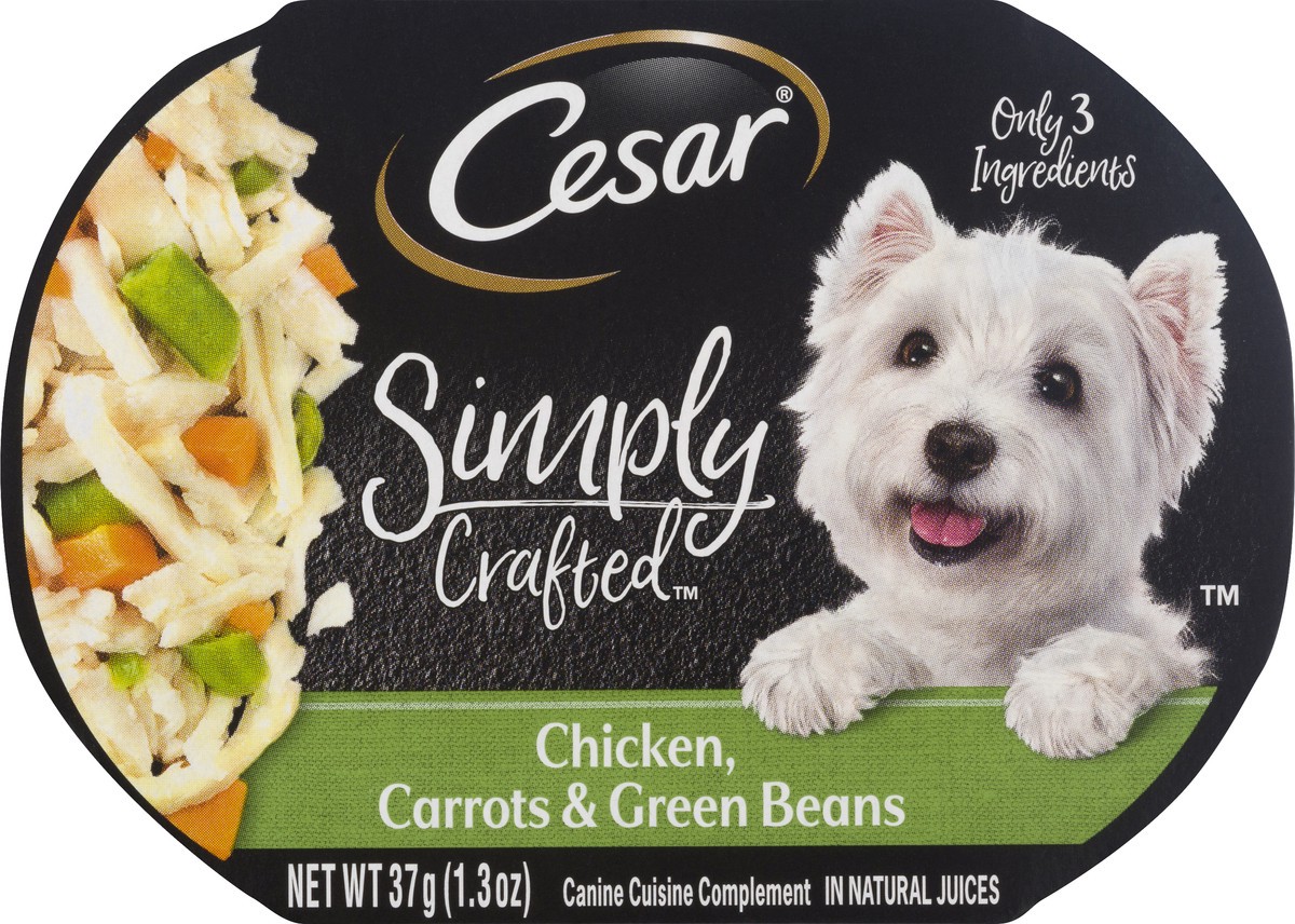 slide 9 of 9, CESAR Simply Crafted Adult Wet Dog Food Meal Topper, Chicken, Carrots & Green Beans, (10) 1.3 oz. Tubs, 1.3 oz