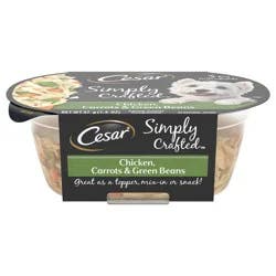 CESAR Simply Crafted Adult Wet Dog Food Meal Topper, Chicken, Carrots & Green Beans, (10) 1.3 oz. Tubs
