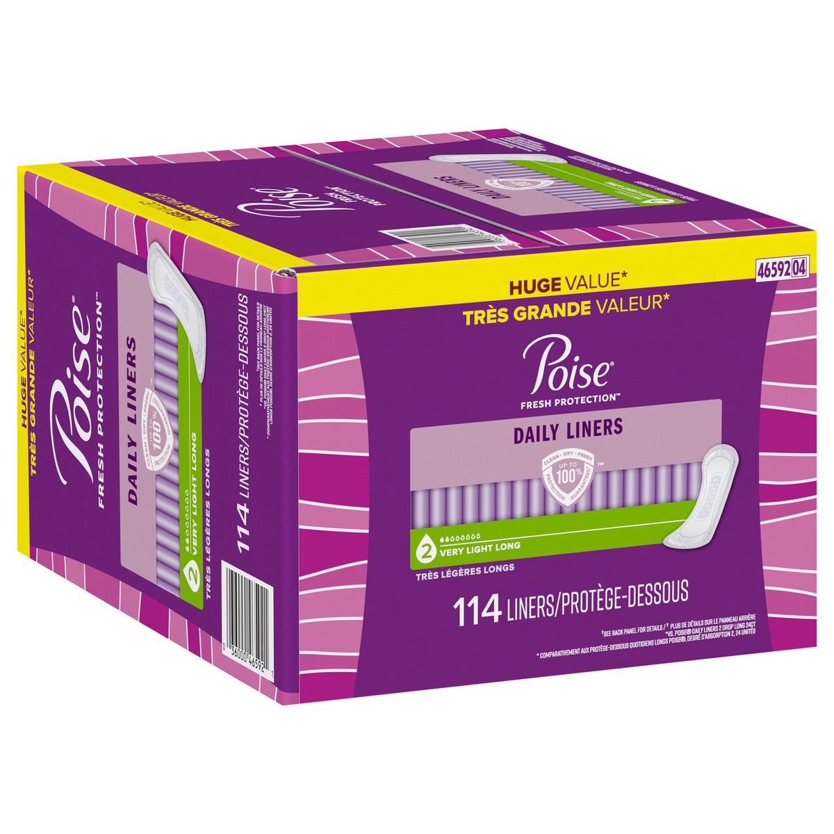 slide 5 of 9, Poise Daily Incontinence Panty Liners, 2 Drop Very Light Absorbency, Long, 114 Count of Pantiliners, 114 ct