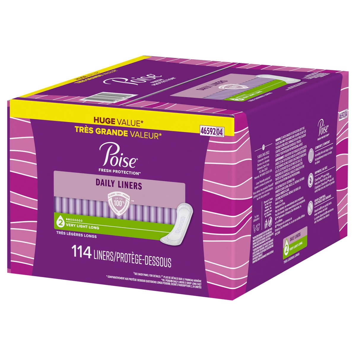 slide 4 of 9, Poise Daily Incontinence Panty Liners, 2 Drop Very Light Absorbency, Long, 114 Count of Pantiliners, 114 ct