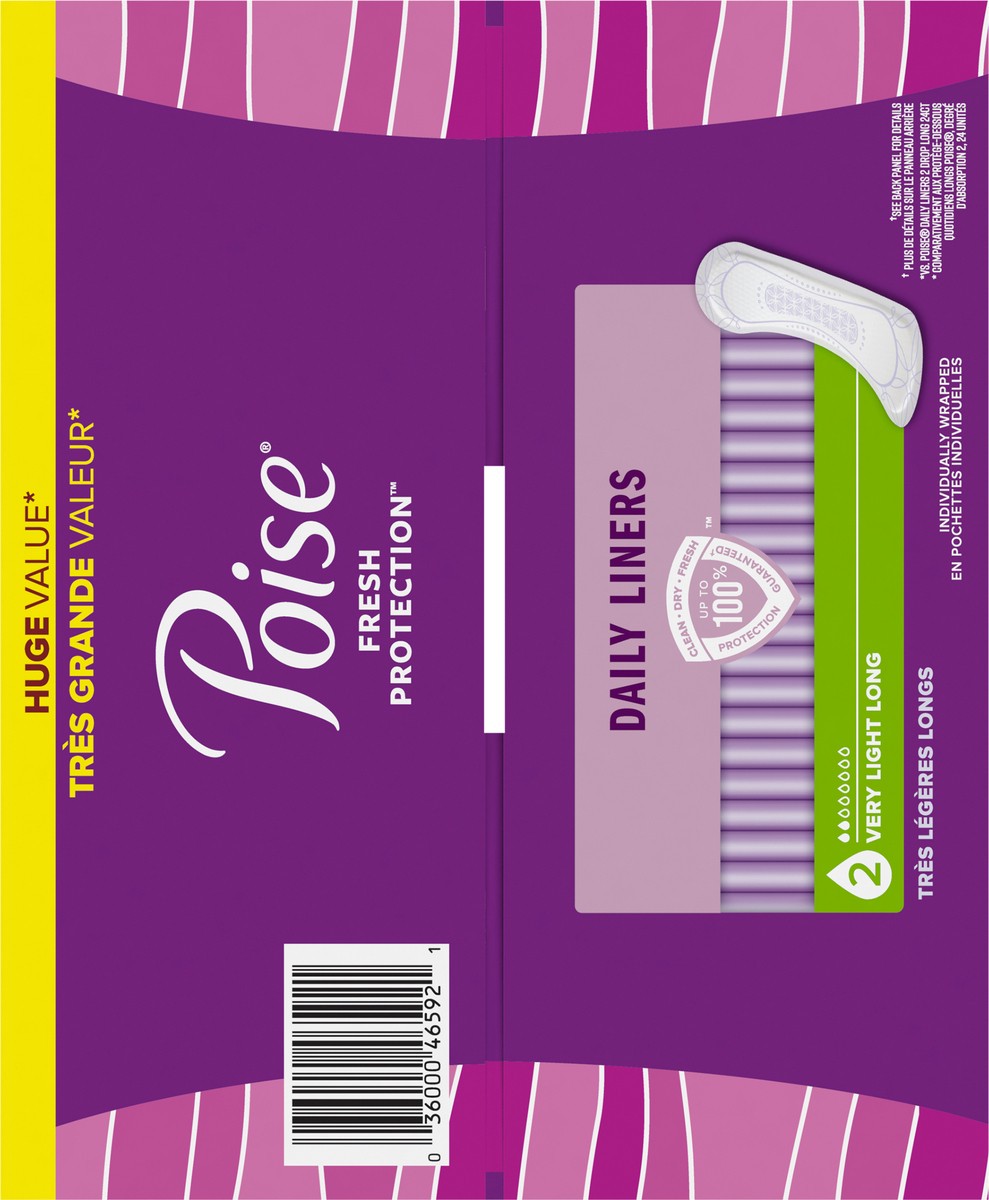 slide 8 of 9, Poise Daily Incontinence Panty Liners, 2 Drop Very Light Absorbency, Long, 114 Count of Pantiliners, 114 ct