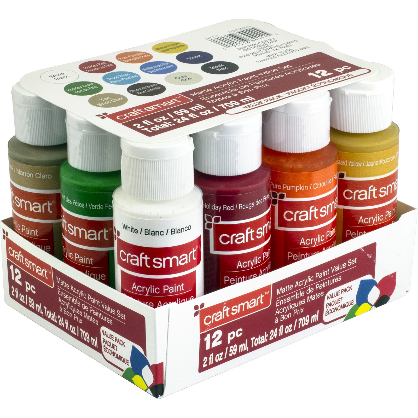 slide 3 of 3, Craft Smart Matte Acrylic Paint Value Set, 2 fl oz