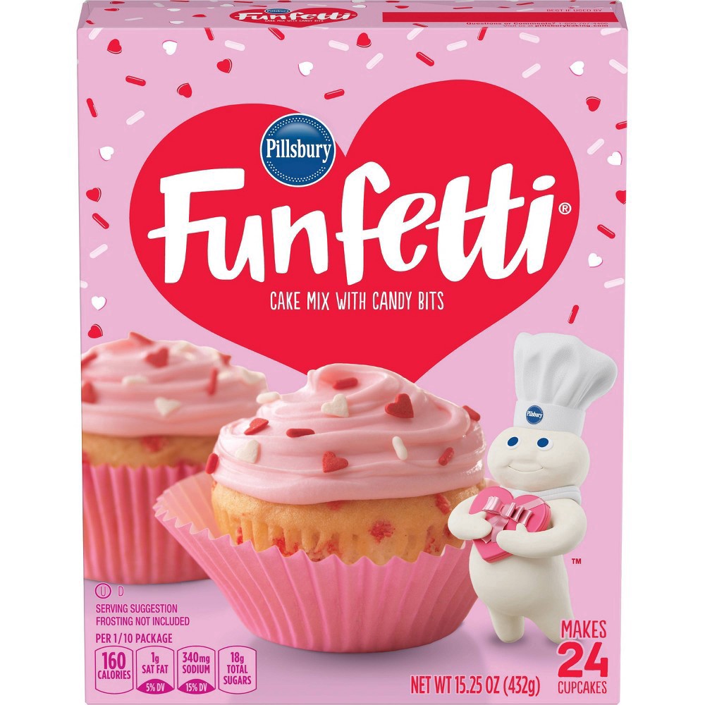 slide 2 of 4, Pillsbury Funfetti - Valentine's Cake Mix With Candy Bits, 15.25 oz