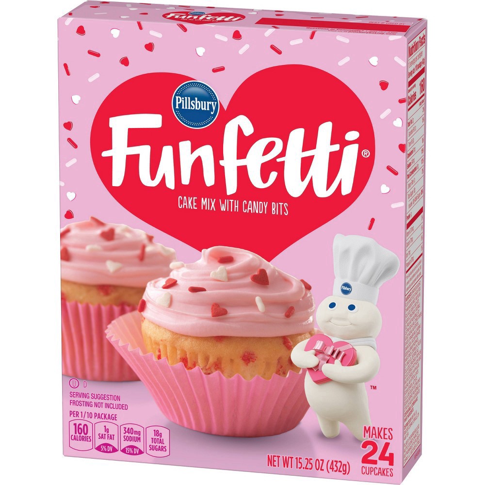 slide 4 of 4, Pillsbury Funfetti - Valentine's Cake Mix With Candy Bits, 15.25 oz