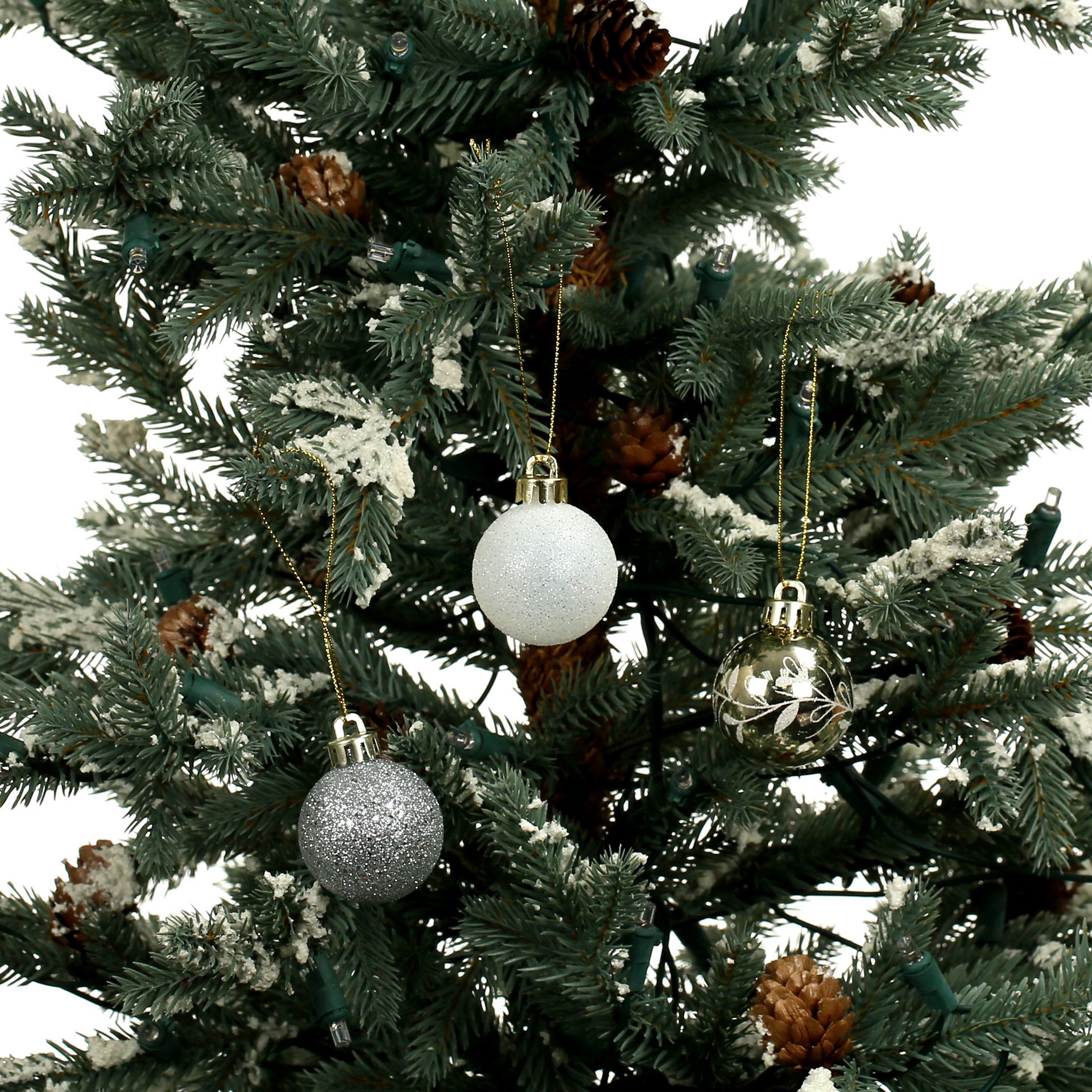 slide 2 of 3, 7 Pack 1.5" Silver & Gold Leaf Design Shatterproof Ball Ornaments By Ashland, 7 ct