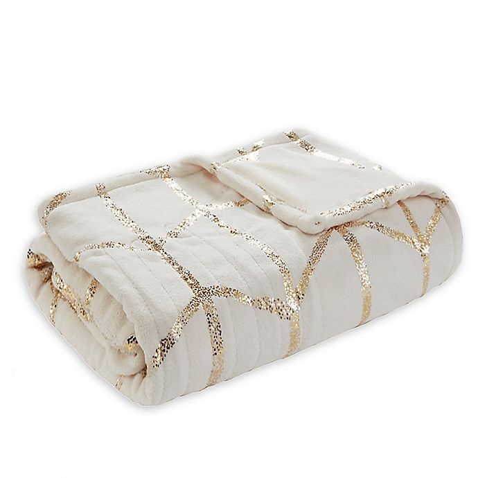 slide 1 of 1, True North by Sleep Philosophy Raina Heated Metallic Throw Blanket - Ivory, 1 ct