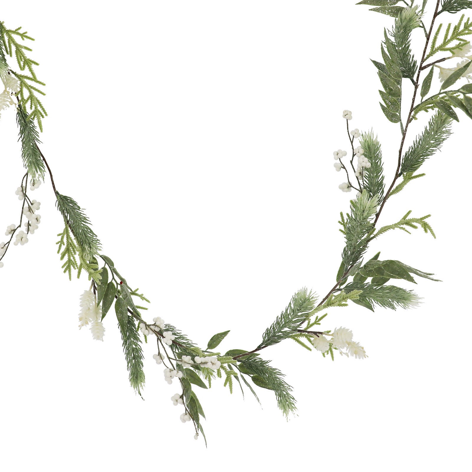 slide 2 of 2, 6ft. White Pinecone, Berry & Pine Glitter Garland By Ashland, 6 ft