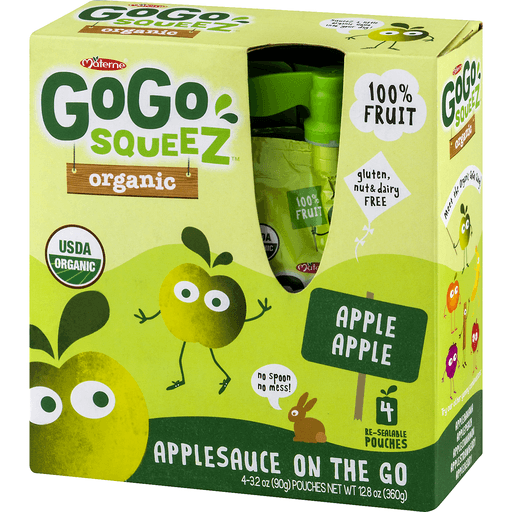 slide 3 of 8, GoGo squeeZ Organic Applesauce On The Go Apple Apple, 4 ct; 3.2 oz