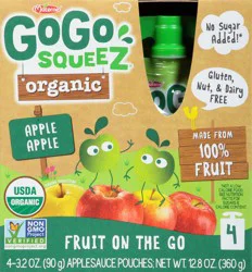 GoGo squeeZ Organic Apple Sauce, 4 Pack