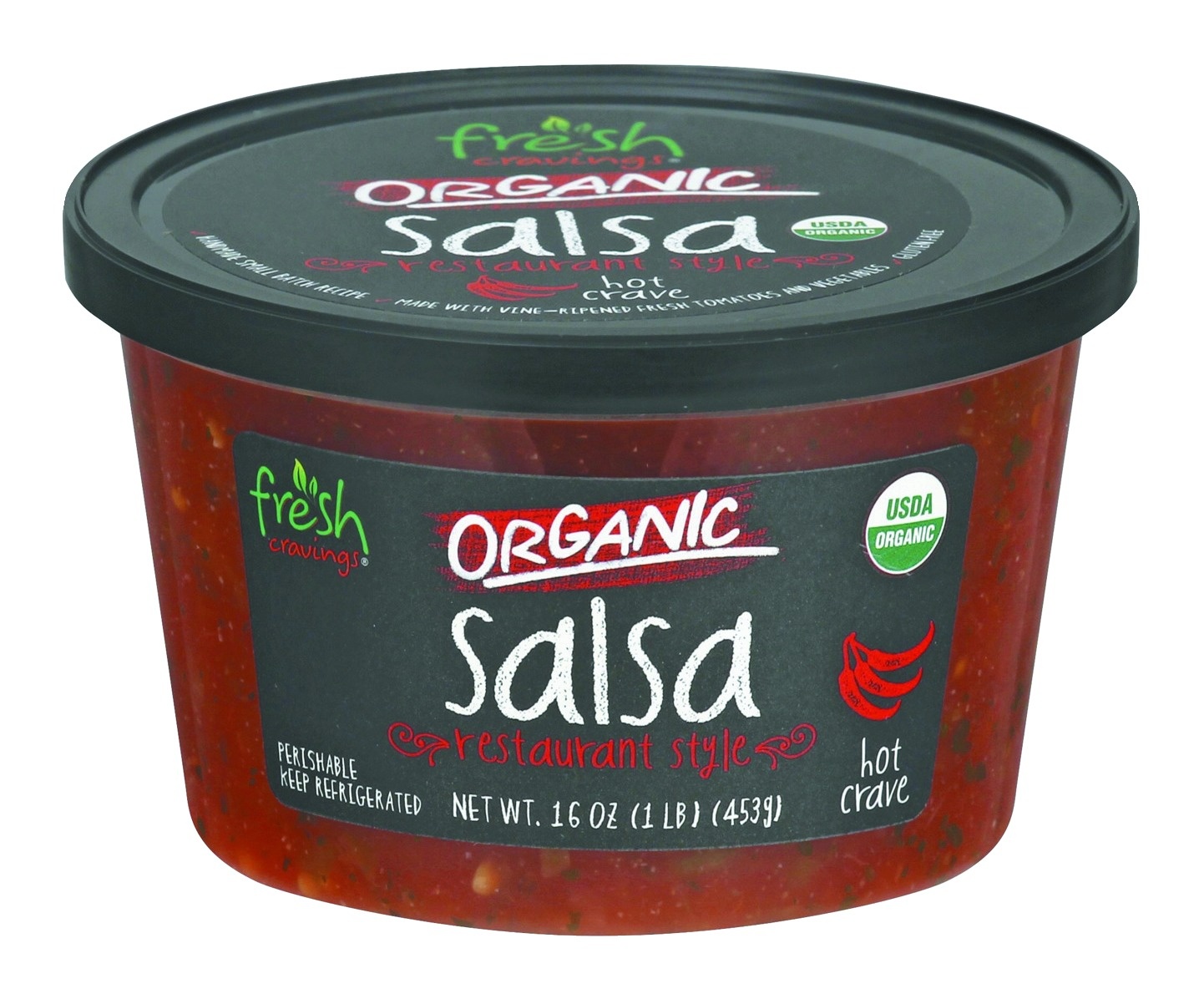 slide 1 of 1, Fresh Cravings Organic Hot Salsa, 16 oz