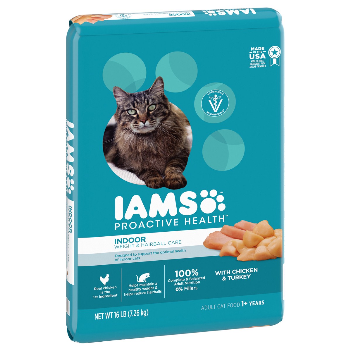 slide 5 of 9, Proactive Health Premium Adult 1+ Years Indoor Weight & Hairball Care with Chicken & Turkey Cat Nutrition 16 lb, 16 lb