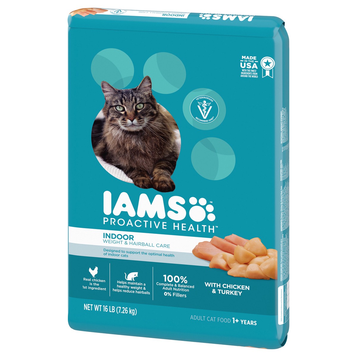 slide 6 of 9, Proactive Health Premium Adult 1+ Years Indoor Weight & Hairball Care with Chicken & Turkey Cat Nutrition 16 lb, 16 lb