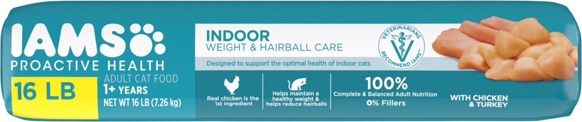 slide 7 of 9, Proactive Health Premium Adult 1+ Years Indoor Weight & Hairball Care with Chicken & Turkey Cat Nutrition 16 lb, 16 lb