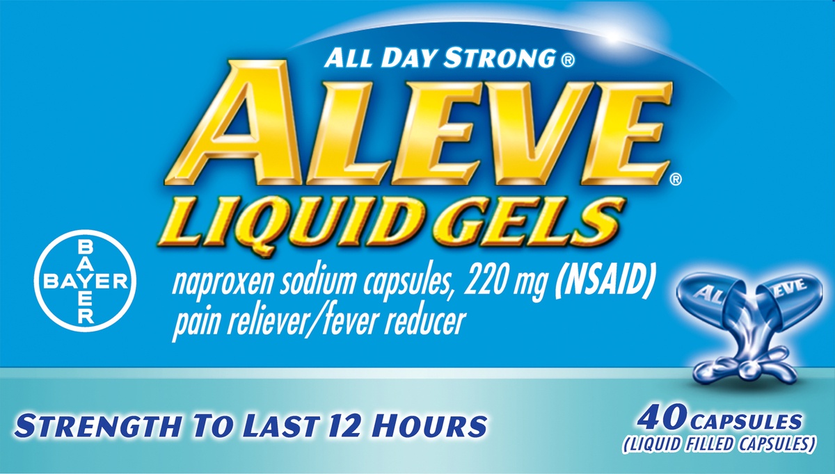 slide 6 of 8, Aleve Pain Reliever Fever Reducer Liquid Gels Naproxen Sodium Nsaid, 40 ct