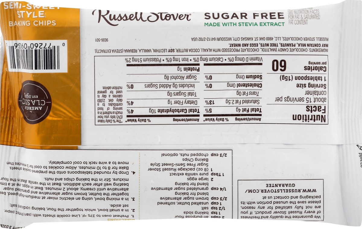 slide 5 of 9, Russell Stover Sugar Free Semi-Sweet Style Baking Chips 8 oz, 8 oz