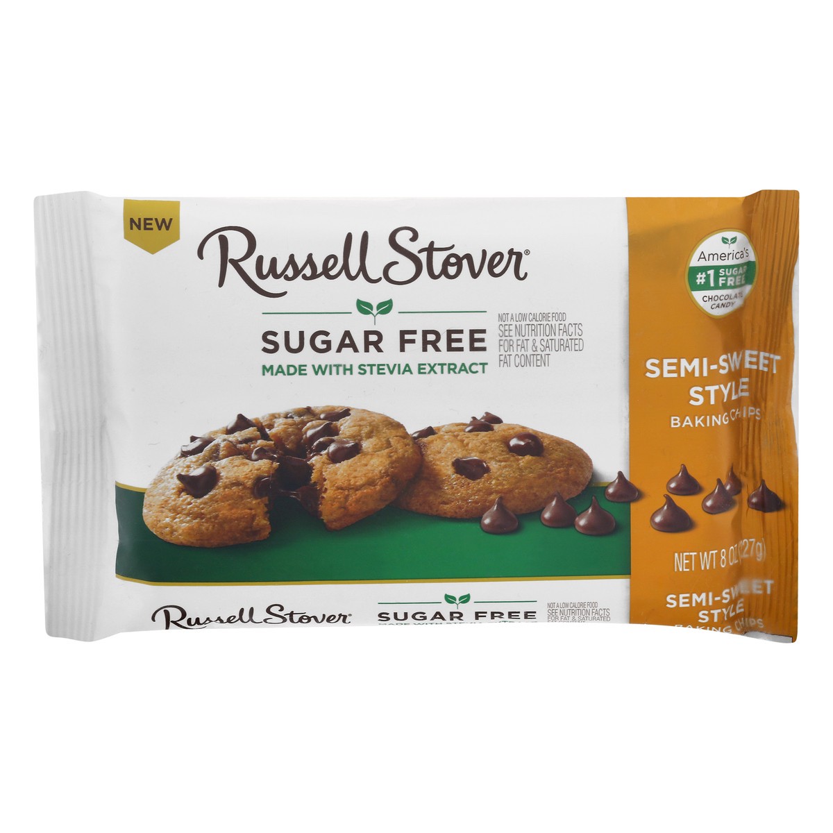 slide 1 of 9, Russell Stover Sugar Free Semi-Sweet Style Baking Chips 8 oz, 8 oz