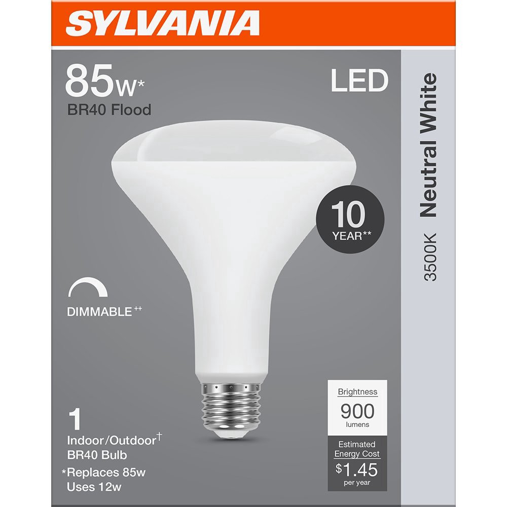 slide 1 of 1, Sylvania BR40 85 Watt LED Neutral White Dimmable Bulb, 1 ct