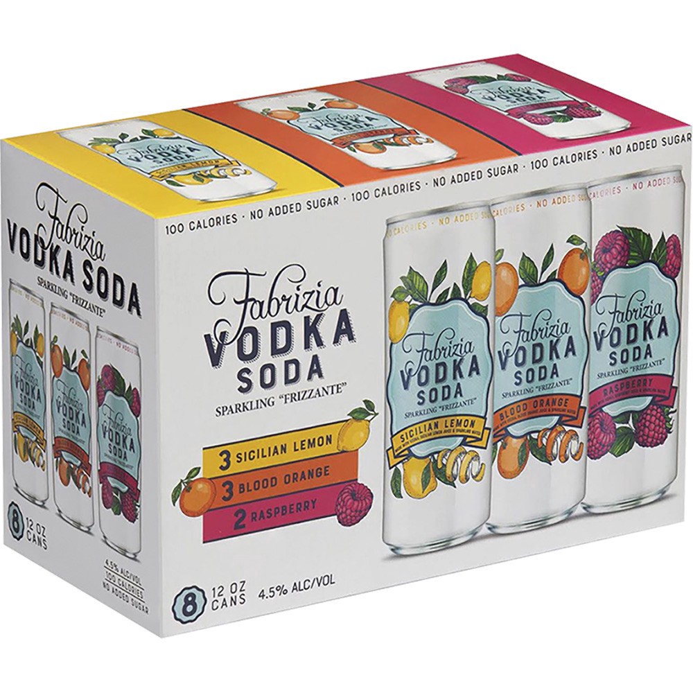 slide 1 of 1, Fabrizia Vodka Soda Variety 8Pk Can, 8 ct; 12 oz