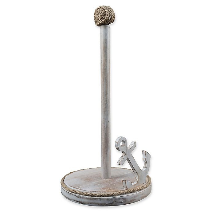 slide 1 of 1, Thirstystone Anchor Acacia Wood Paper Towel Holder - Silver, 1 ct