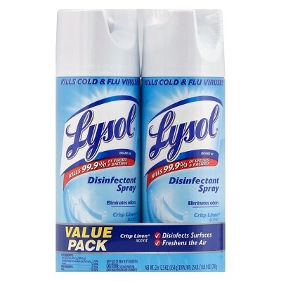 slide 1 of 1, Lysol Crisp Linen Scent Disinfectant Spray Value Pack, 2 ct; 12.5 oz