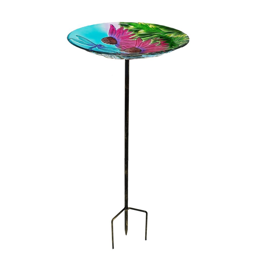slide 1 of 1, Hd Designs Outdoors Handpainted Dragonfly Birdbath Stake, 1 ct