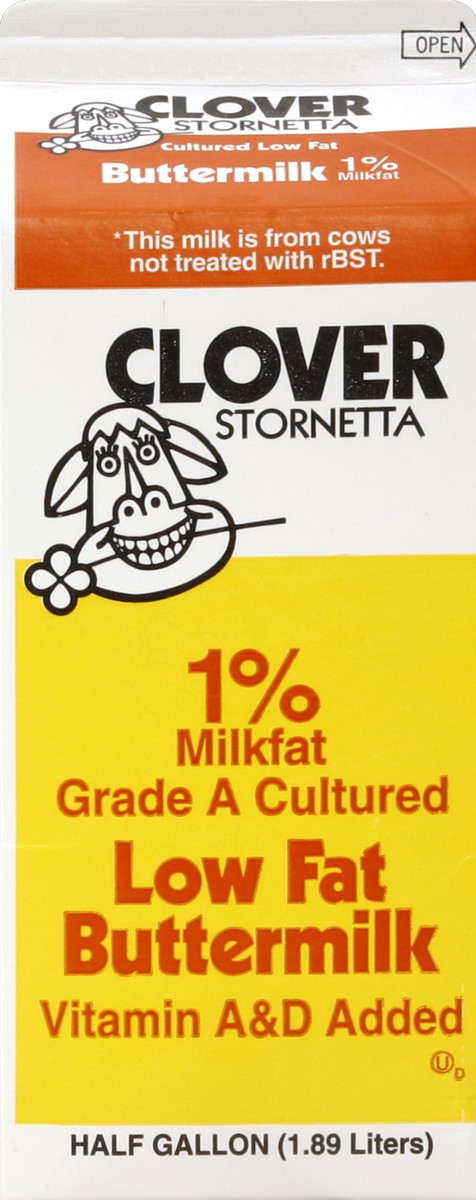 slide 4 of 4, Clover Buttermilk, Low Fat, 1% Milkfat, 12 gal