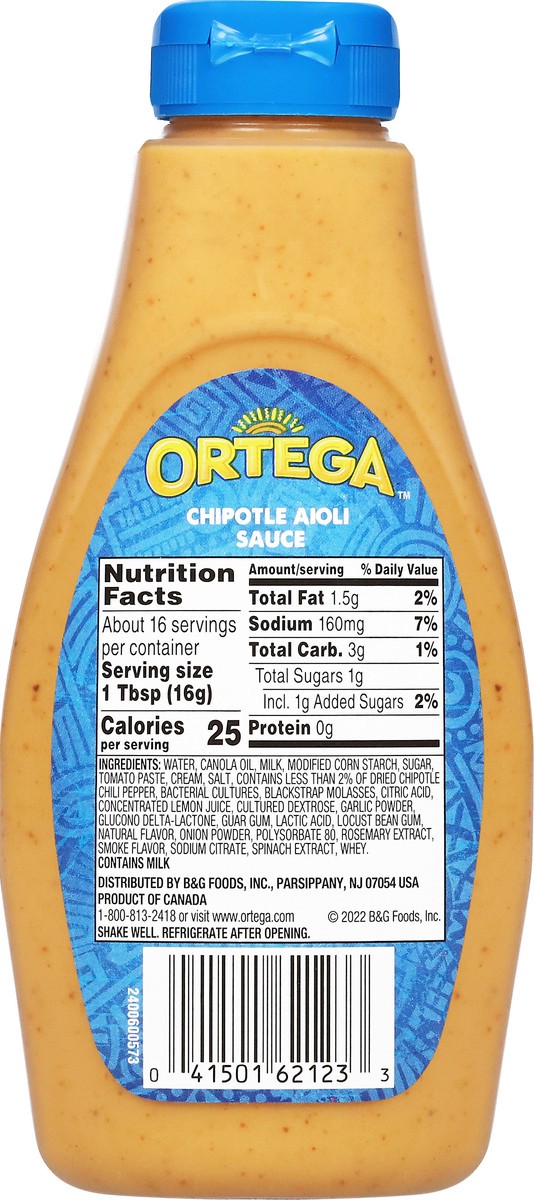 slide 4 of 8, Ortega Medium Chipotle Aioli Sauce, 9 oz