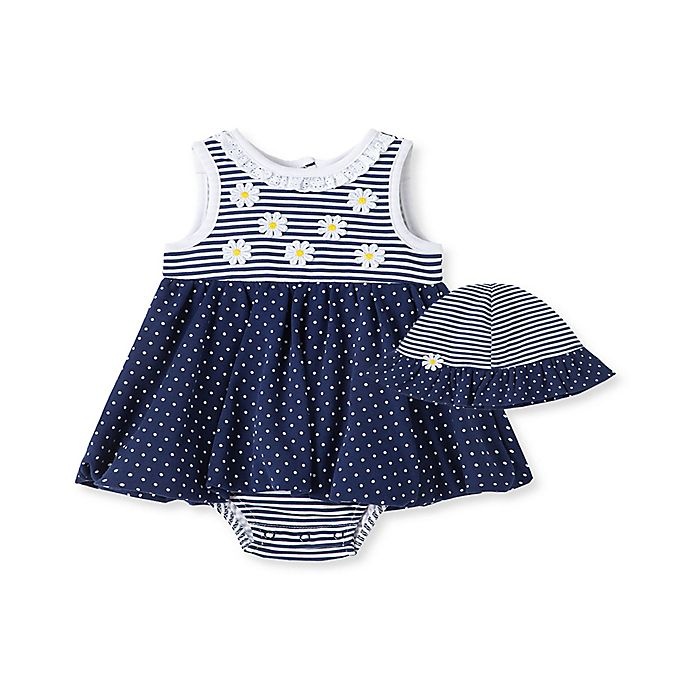 slide 1 of 1, Little Me Sunsuit 9M Daisy Navy & White, 2 ct