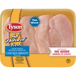 Tyson All Natural Fresh Thin Sliced Boneless Skinless Chicken Breasts With Rib Meat