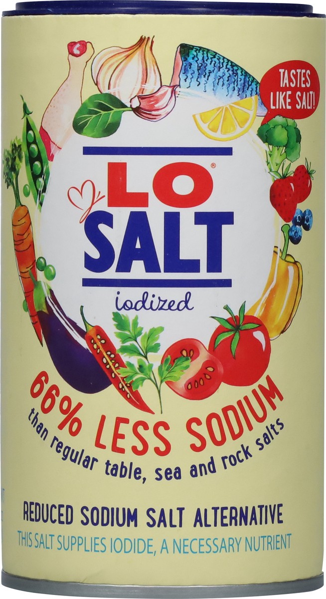 slide 5 of 9, Lo Salt Iodized Reduced Sodium Salt Alternatives 12.3 oz, 12.35 oz