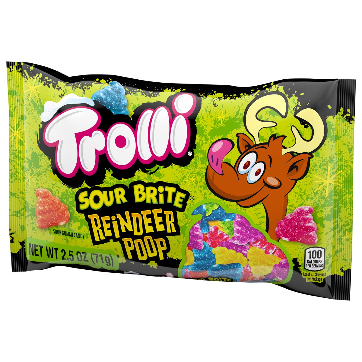 slide 7 of 9, Trolli Holiday 150733 Sour Brite Reindeer Poop Sour Gummi Candy 2.5 oz, 2.5 oz