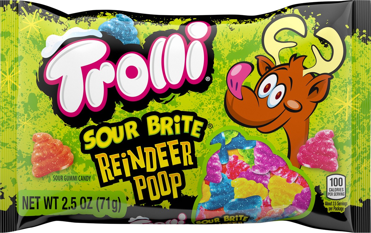 slide 8 of 9, Trolli Holiday 150733 Sour Brite Reindeer Poop Sour Gummi Candy 2.5 oz, 2.5 oz