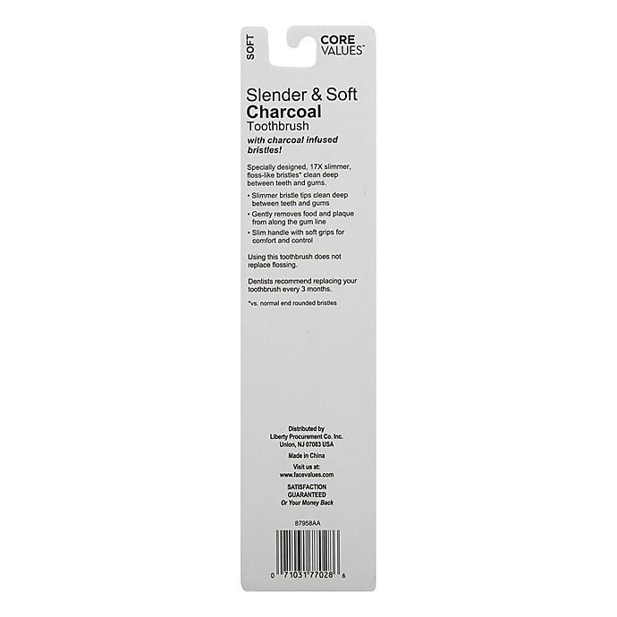 slide 2 of 3, Core Values Slender & Soft Charcoal Toothbrush, 2 ct