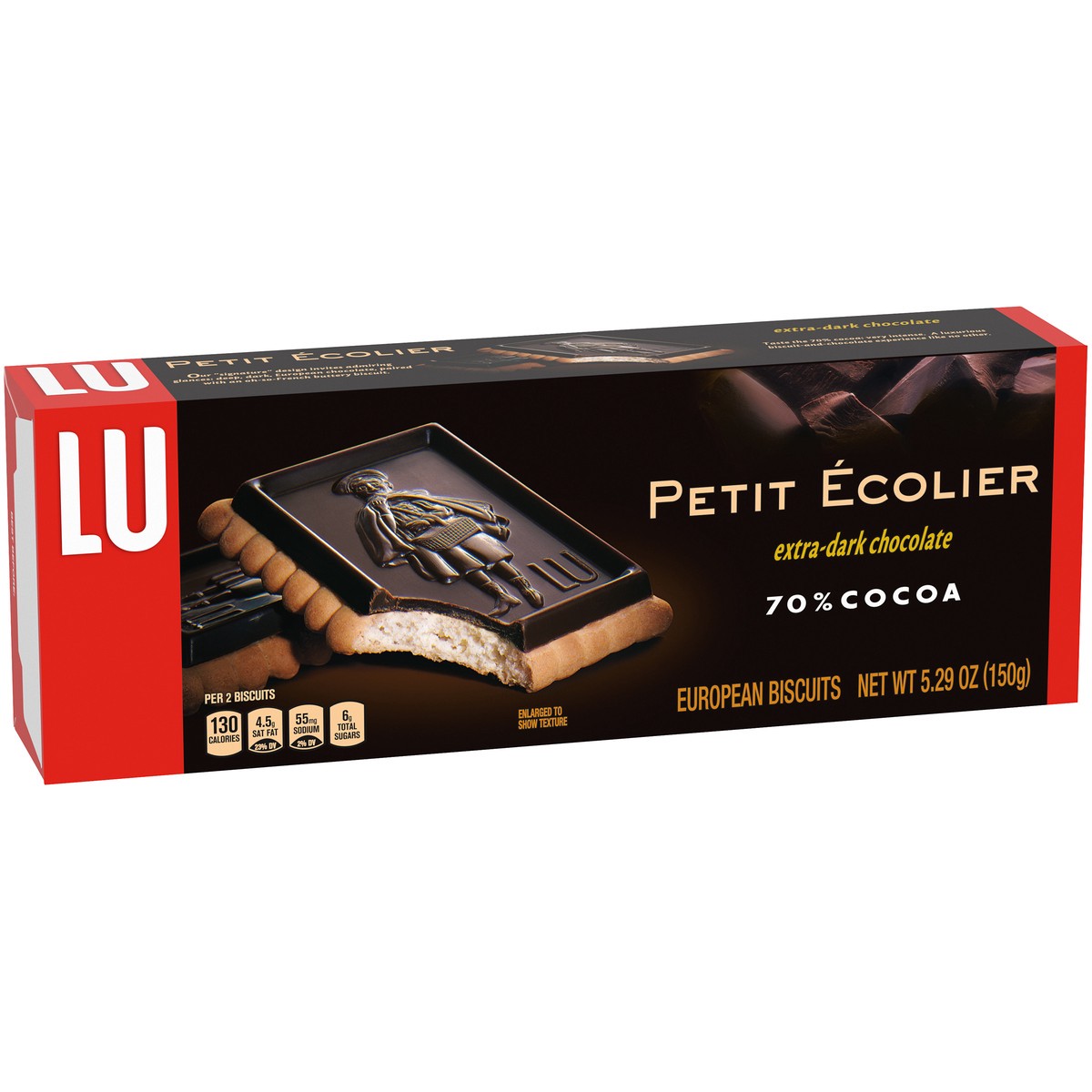 slide 2 of 9, Petit Ecolier 70% Cocoa Extra-Dark Chocolate European Biscuits 5.29 oz. Box, 5.29 oz