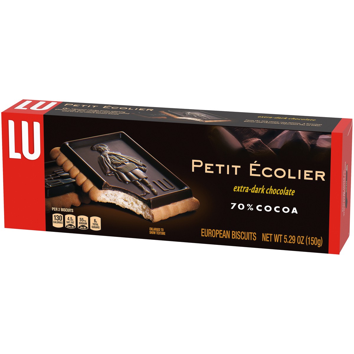 slide 3 of 9, Petit Ecolier 70% Cocoa Extra-Dark Chocolate European Biscuits 5.29 oz. Box, 5.29 oz