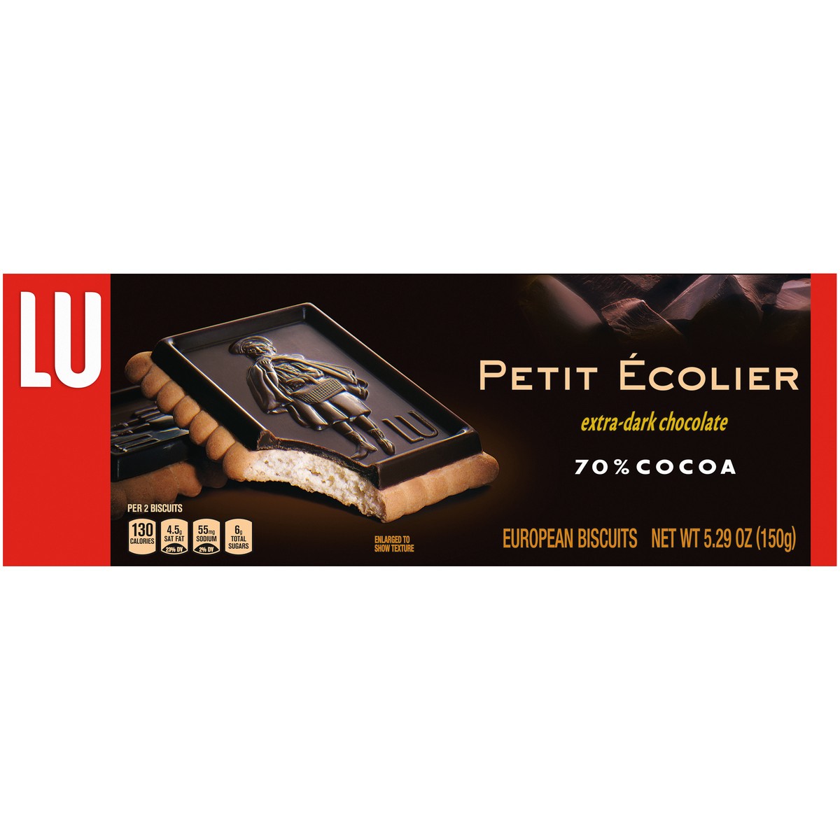 slide 6 of 9, Petit Ecolier 70% Cocoa Extra-Dark Chocolate European Biscuits 5.29 oz. Box, 5.29 oz