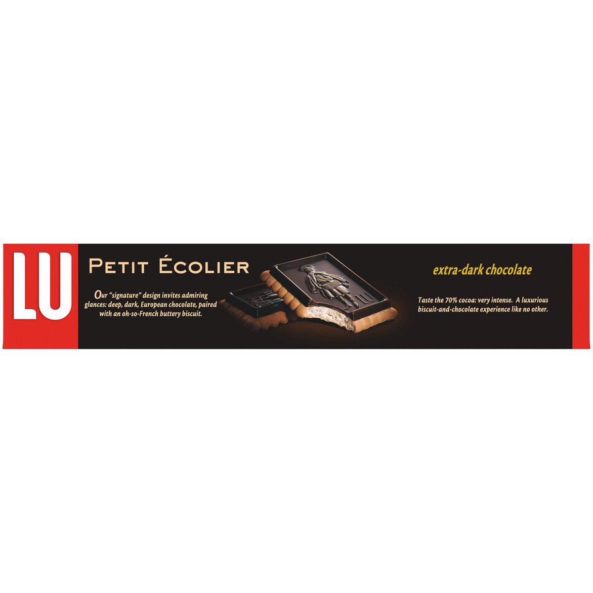 slide 9 of 9, Petit Ecolier 70% Cocoa Extra-Dark Chocolate European Biscuits 5.29 oz. Box, 5.29 oz