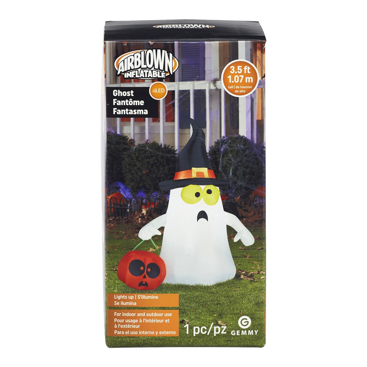 slide 1 of 1, Gemmy Airblown Inflatable Halloween Ghost, 3.5 ft