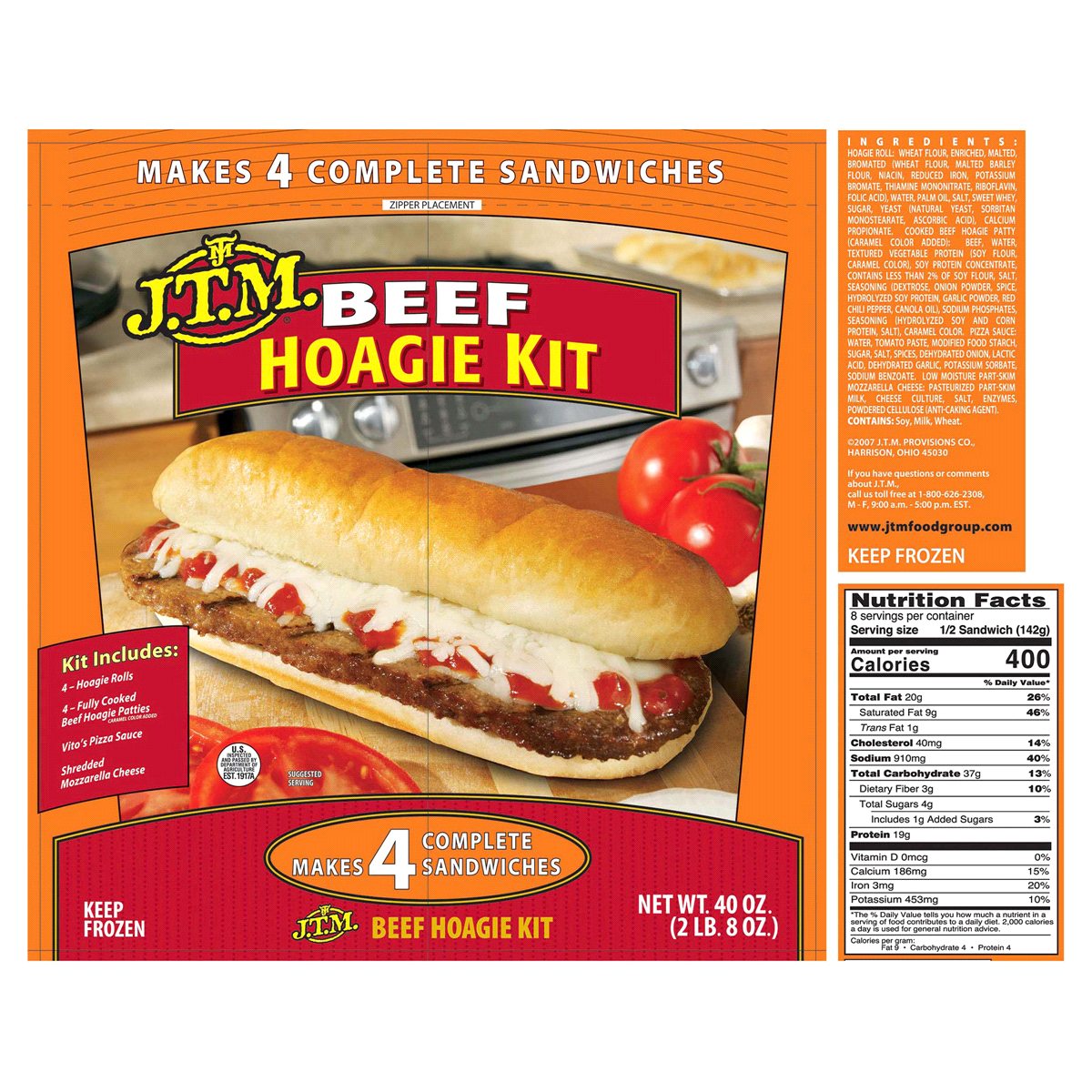 slide 1 of 1, J.T.M. Beef Hoagie Kit, 38 oz