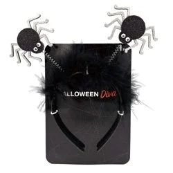 Halloween Bopper Glitter Spider Headband, Silver & Black, 1 Count