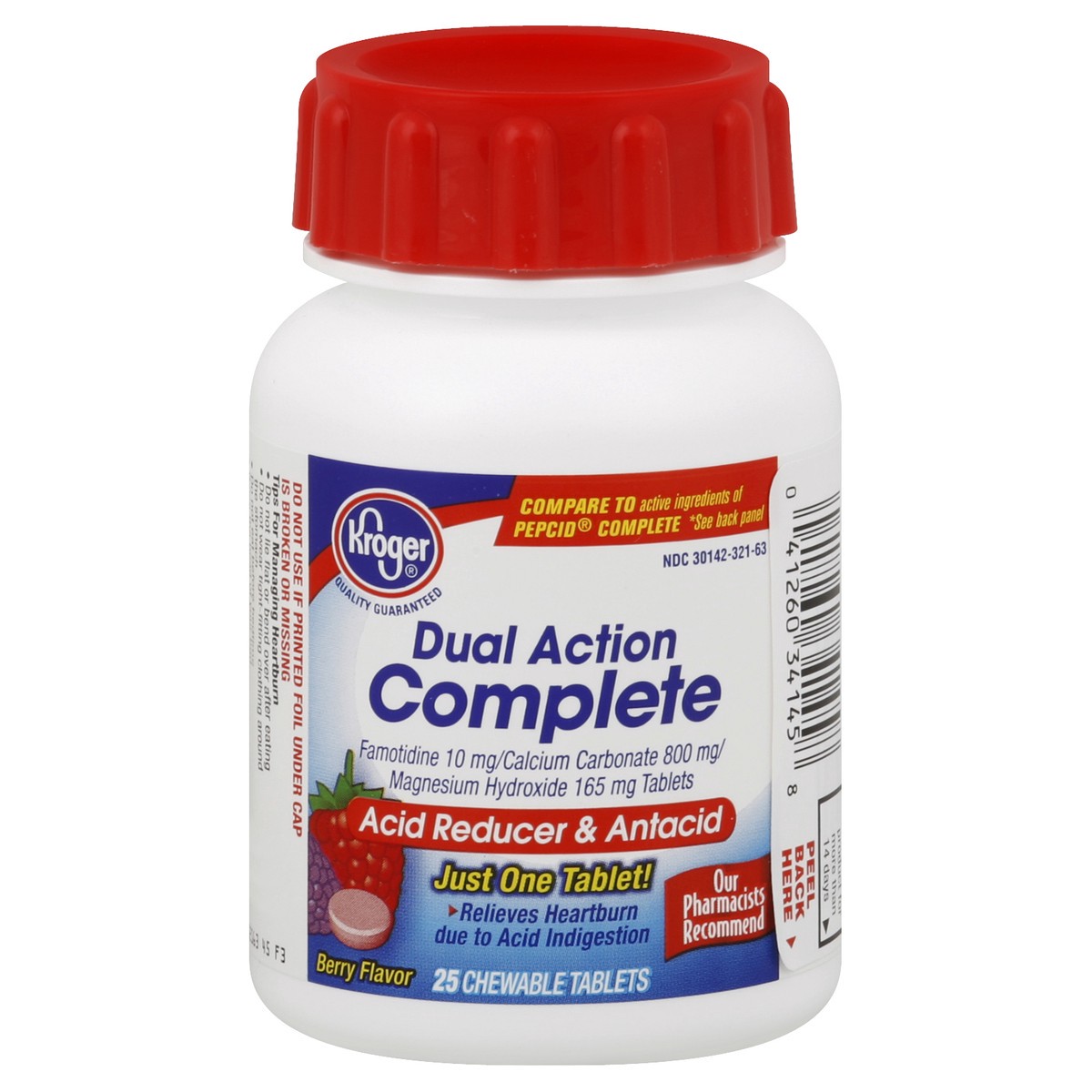 slide 3 of 3, Kroger Dual Action Complete Berry Acid Reducer & Antacid Chewable Tablets, 25 ct