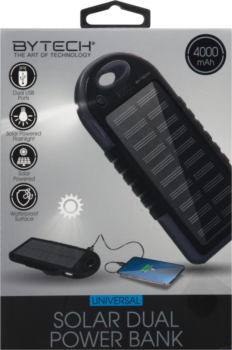 slide 7 of 12, Bytech 4000mAh Dual USB Solar Power Bank, 1 ct