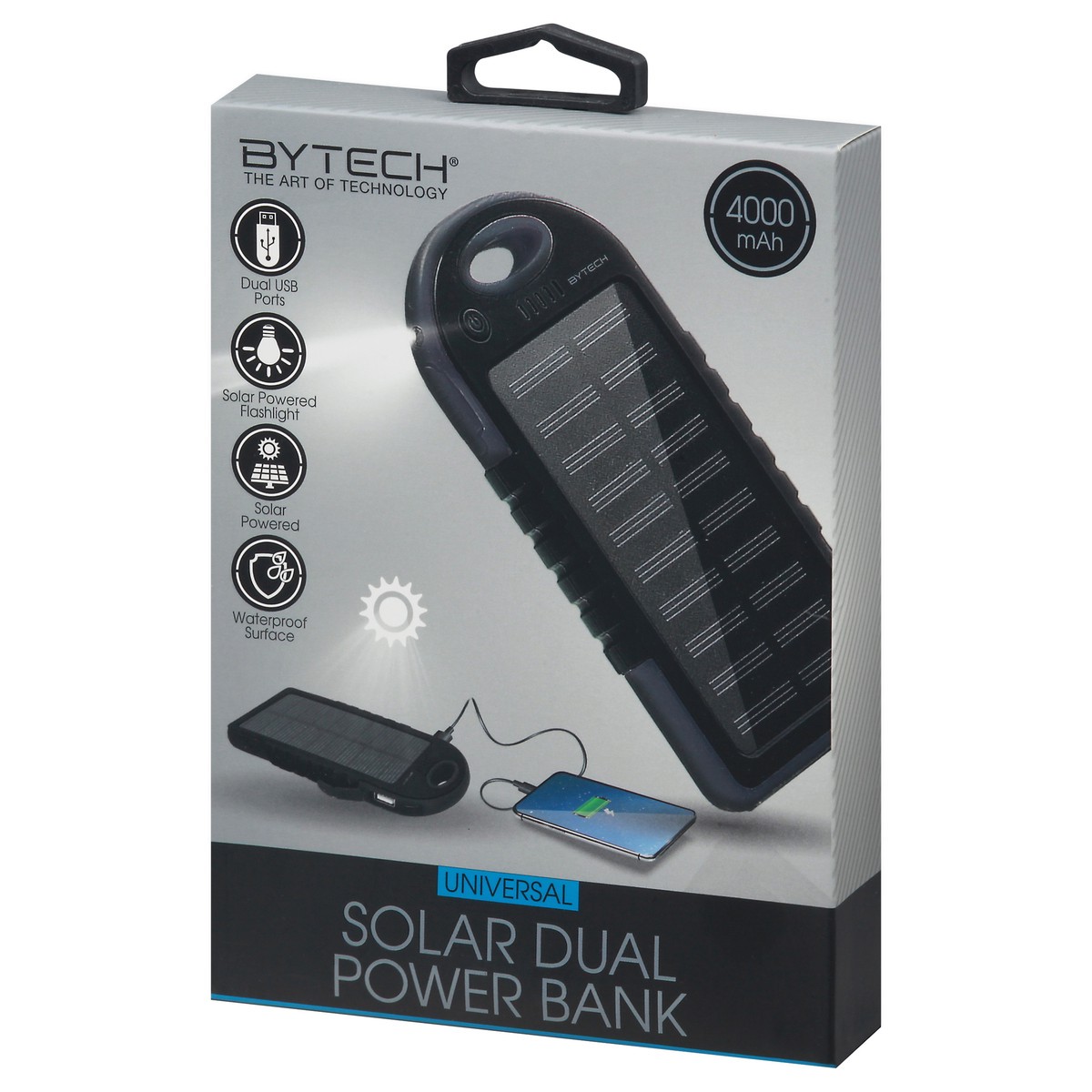 slide 11 of 12, Bytech 4000mAh Dual USB Solar Power Bank, 1 ct