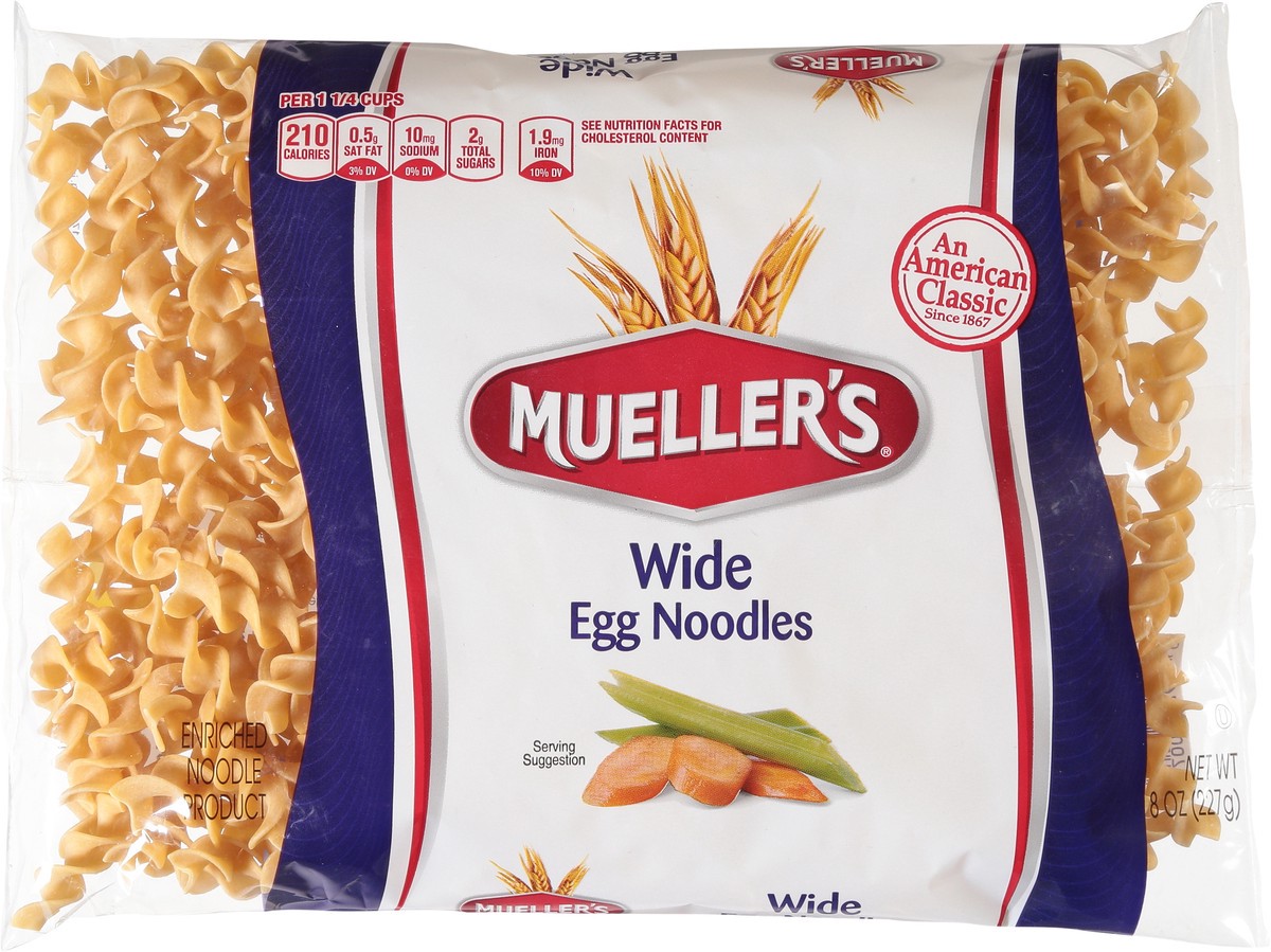 slide 8 of 9, Mueller's Wide Egg Noodles 8 oz, 8 oz