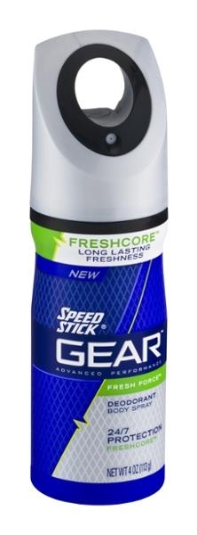 slide 1 of 1, Speed Stick Gear Fresh Force Deodorant Body Spray, 4 oz