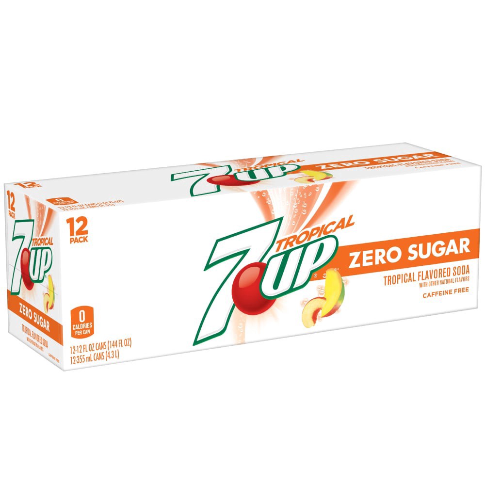 slide 5 of 6, 7Up Tropical Zero Sugar Soda Cans - 12 ct; 12 fl oz, 12 ct; 12 fl oz
