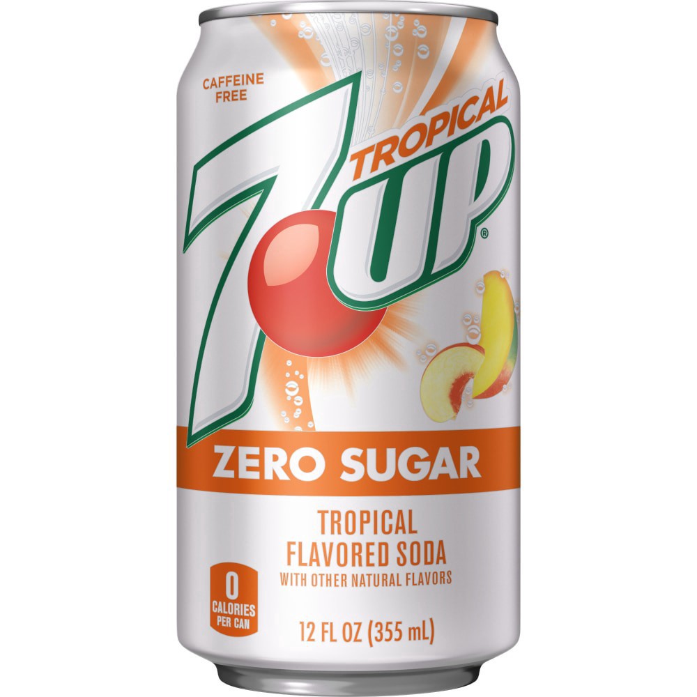 slide 6 of 6, 7Up Tropical Zero Sugar Soda Cans - 12 ct; 12 fl oz, 12 ct; 12 fl oz