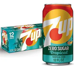 7Up Tropical Zero Sugar Soda Cans - 12 ct; 12 fl oz