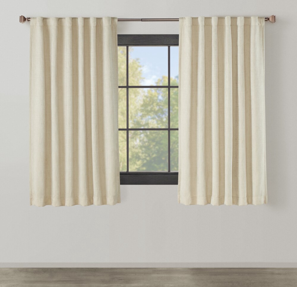 slide 1 of 1, Modavari Shangrila Single Blackout Window Panel - Tan Black, 52 in x 63 in