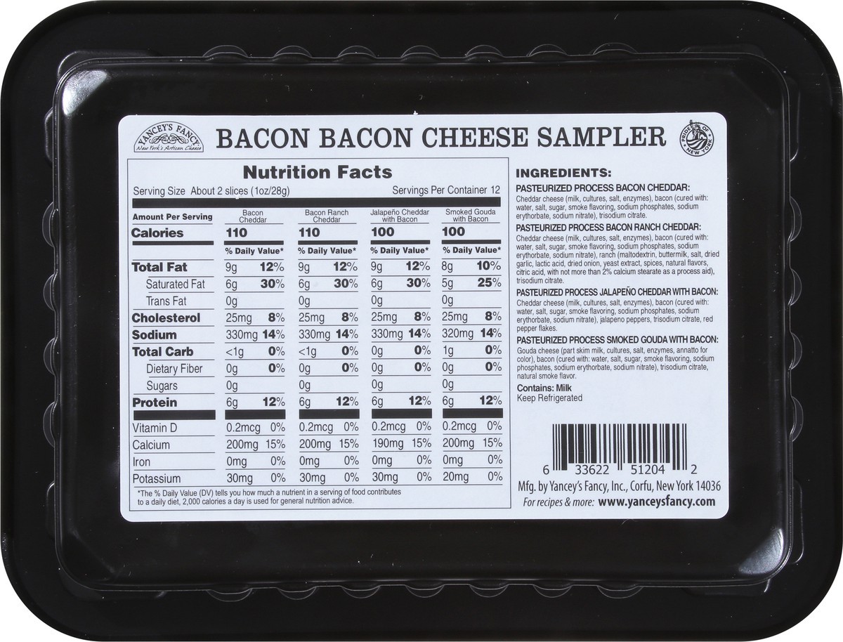 slide 3 of 14, Yancey's Fancy Bacon Bacon Cheese Sampler 12 oz, 12 oz